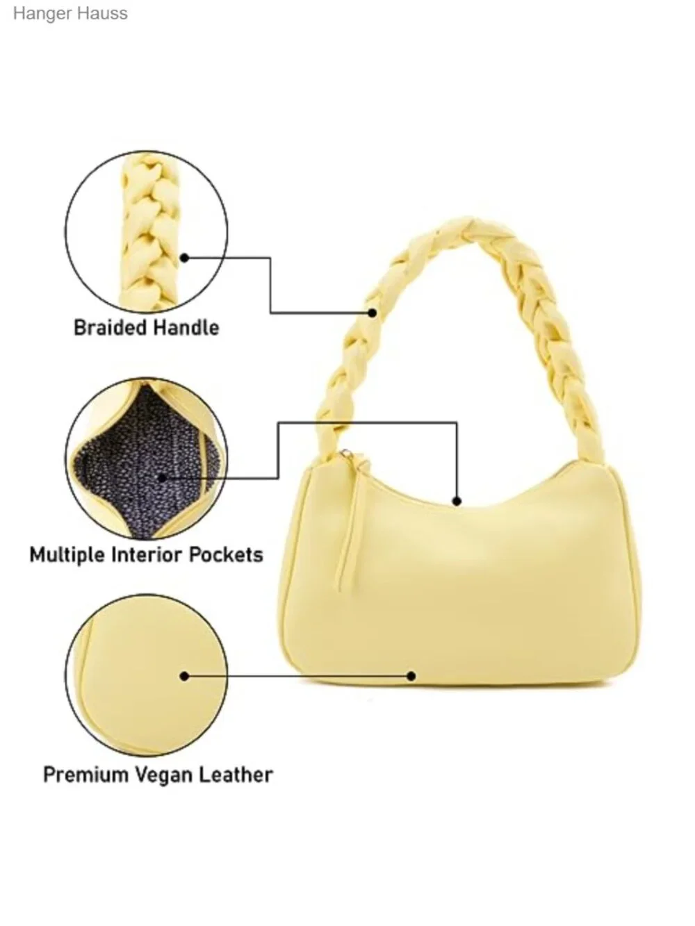 Vegan Leather Braided Hobo Handbag Small Shoulder Tote Purse for Women